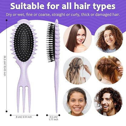 Curl Defining Hair Brush, Wet Hair Brush for Women and Men, Detangler Hairbrush for Wet & Dry, Styling Brush for Curly Hair, Shaping and Defining Curls for Long/Wavy/Damaged Hair, Purple