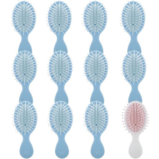 Bridesmaid Proposal Gifts 8pcs Mini Travel Brush bachelorette party accessories Cute hair Brush for Wedding Party Favors for Wedding Party Favors (White&Dusty Blue, 12pcs)