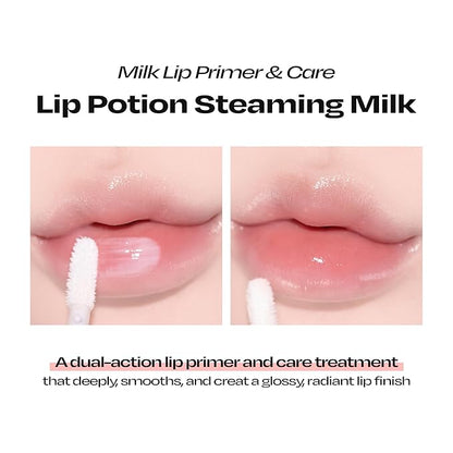 Lip Potion Steaming Milk | Lip Primer & Color Softener with Instant Steaming Care Effect | 0.3 Oz