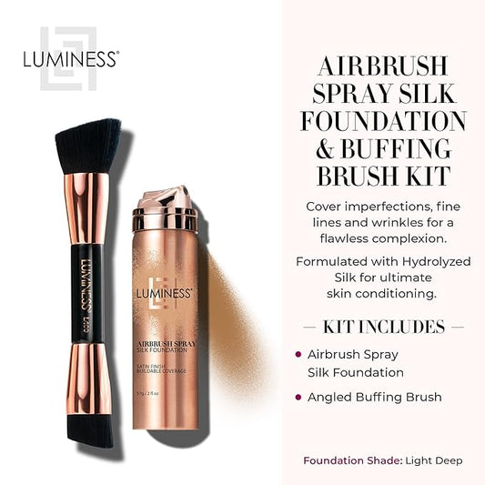 LUMINESS Silk Airbrush Spray Foundation & Buffing Brush Light Deep)