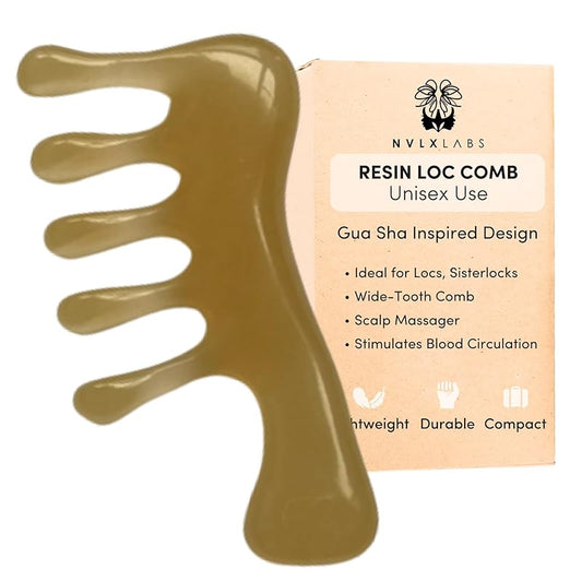 Loc Comb - Scalp Massager | Gua Sha Hair Care Inspired Wide Tooth Comb for Curls - Head Massager for Hair Growth, Hair Detangler for Women, Men By NVLX LABS (Sunkissed)