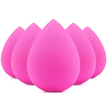 BEAKEY 5 Pcs Makeup Sponges, Latex-Free Beauty Sponge for Flawless Liquid, Cream, and Powder Application, Rose Pink Sponges