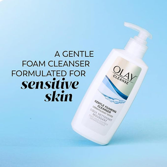 Olay Cleanse Gentle Foaming Face Cleanser for Sensitive Skin, Fragrance Free, 6.7 Fl Oz (Pack of 3)