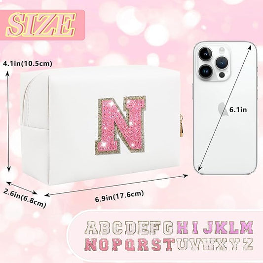 Personalized initial letter makeup bag,