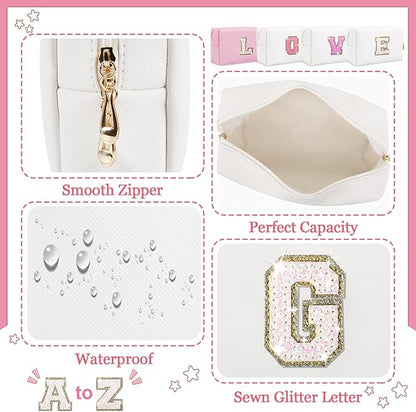 Initial letter patch makeup bag,