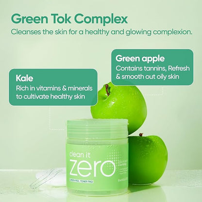 BANILA CO Clean it Zero Green Peel Toner Pad | Vegan Korean Dual Textured for Gentle Exfoliating | Green Complex and LHA to Even Skin Texture and Remove Sebum | Hypoallergenic, Alcohol-Free (70ea)