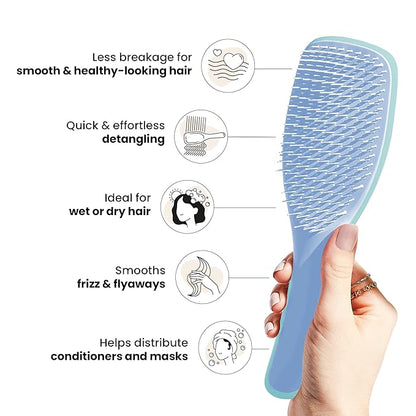 Tangle Teezer Ultimate Detangler Brush for Wet & Dry Hair, Eliminates Knots & Reduces Breakage for All Hair Types, Denim Blues