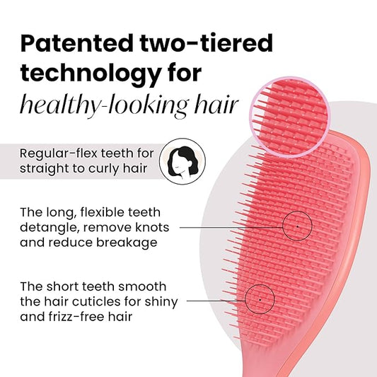 Tangle Teezer Large Ultimate Detangler Hairbrush for Wet & Dry Hair, Eliminates Knots & Reduces Breakage for Long, Thick, & Curly Hair Types, Coral Pink