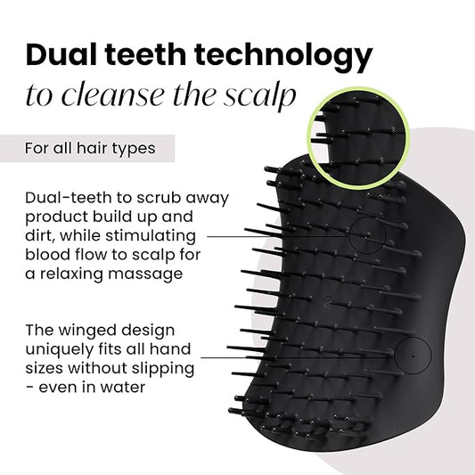 Tangle Teezer Scalp & Shampoo Hairbrush, to Exfoliate, Massage, and Cleanse, for All Hair Types, Onyx Black