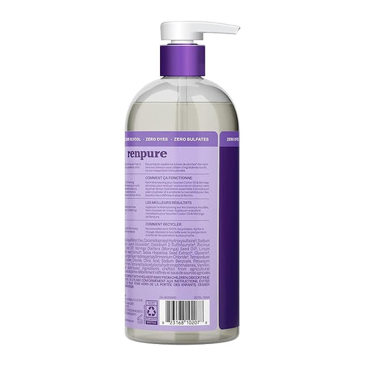 Renpure Castor Oil & Moringa Shampoo, Plant-Based - Curl Enhancing - For Moisturized, Manageable & Smooth Curls - With Castor & Moringa Seed Oil - For Wavy To Curly Hair - 24 Fl Oz
