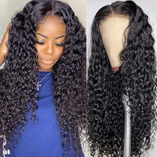CHEETAHBEAUTY Deep Wave 13X6 HD Transparent Lace Front Wigs Human Hair Brazilian 10A Grade Deep Curly Human Hair Wigs for Black Women Pre Plucked with Baby Hair Natural Black 250% Density(26inch)