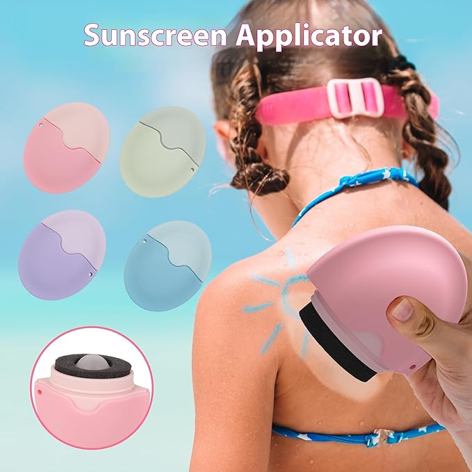 Sponge Sunscreen Applicator,Refillable Roll Include Replacement sponges for Kids, Adults,Families,Travel Size Holds Friendly (Purple)