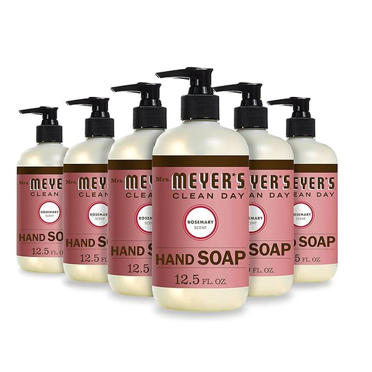 MRS. MEYER'S CLEAN DAY Hand Soap, Made with Essential Oils, Biodegradable Formula, Rosemary, 12.5 fl. oz - Pack of 6