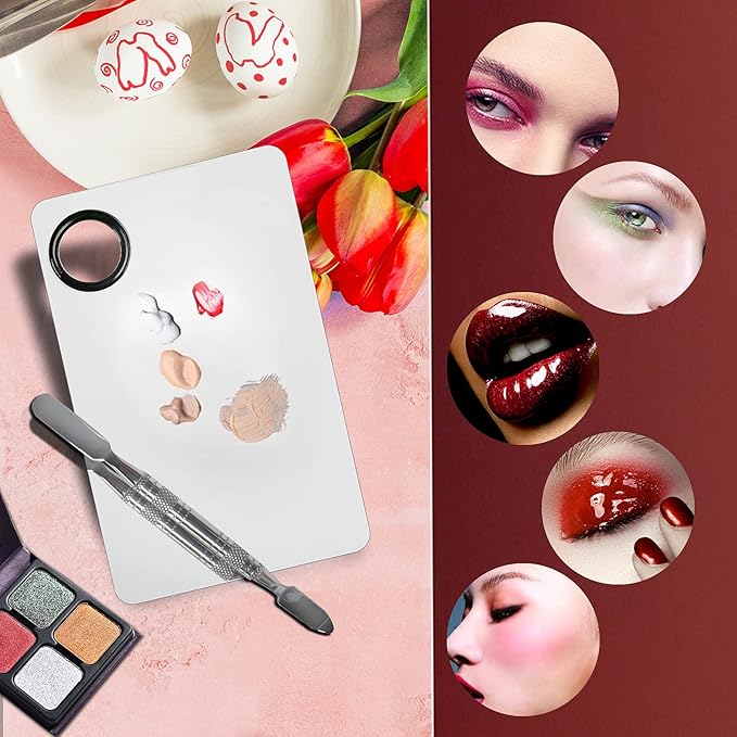 2Pcs Cosmetic Makeup Palette, Premium Stainless Steel Metal