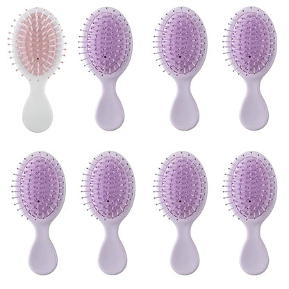 Bridesmaid Proposal Gifts 8pcs Mini Travel Brush bachelorette party accessories Cute hair Brush for Wedding Party Favors for Wedding Party Favors (White&Purple, 8pcs)