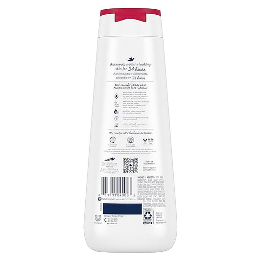 Dove Body Wash Revitalizante Cherry & Chia Milk 4 Count for Renewed, Healthy-Looking Skin Gentle Skin Cleanser with 24hr Renewing MicroMoisture 20 oz