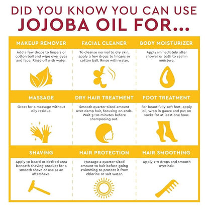 Desert Essence 100% Pure Jojoba Oil – 4 Fl Oz Moisturizer for Hair, Skin & Scalp | Makeup Remover & Aftershave Hydrator, Non-GMO, Vegan, Cold-Pressed, Anti-Flakiness & Non-Clogging Beauty Elixir