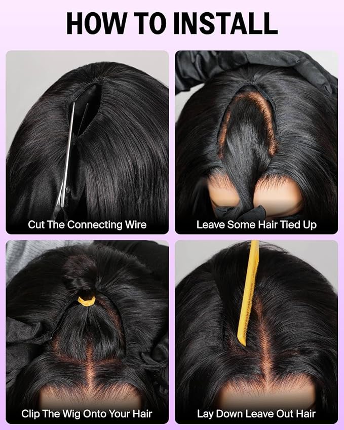 12A Glueless V Part Wig Human Hair 200% Density Loose Deep Curly Wig Human Hair Half Wig U Part Wig No Sew In No Glue Beginner Friendly 18 Inch