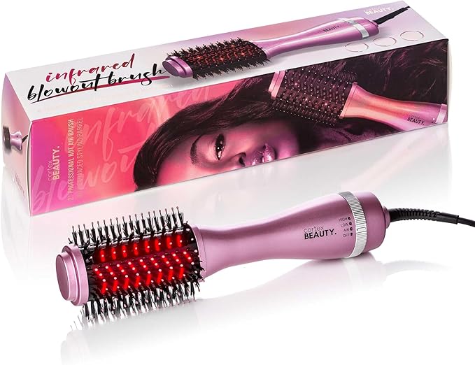 Cortex Beauty Infrared Infrared Volumizing Blowout Brush - blow dryer brush, round brush for blow drying, tools blow dryer brush, blow dryer with comb for black women, 2'' (Blush Pink)