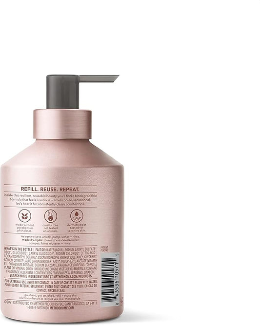 Method Gel Hand Soap, Vanilla + Raspberry, Reusable Pink Aluminum Bottle, Biodegradable Formula, 12 oz (Pack of 3)