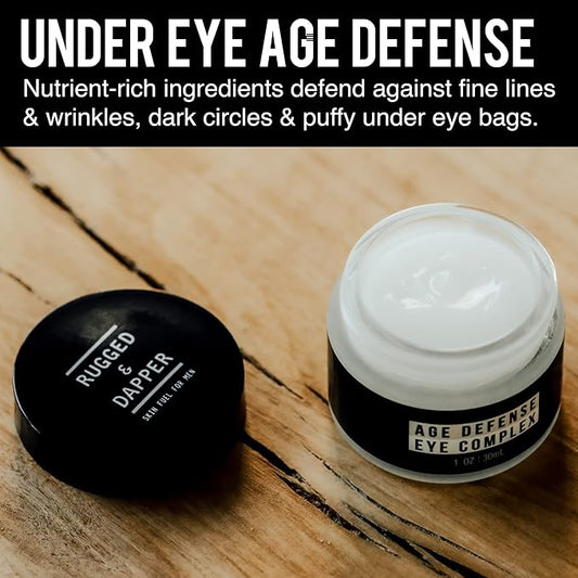 RUGGED & DAPPER Premium Men's Eye Cream | Age Defense for Dark Circles, Wrinkles & Puffy Eyes | Unscented | Hyaluronic Acid, Aloe + Argan Oil