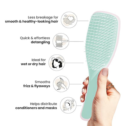 Tangle Teezer Ultimate Detangler Brush for Wet & Dry Hair, Eliminates Knots & Reduces Breakage for All Hair Types, Baby Pink & Mint