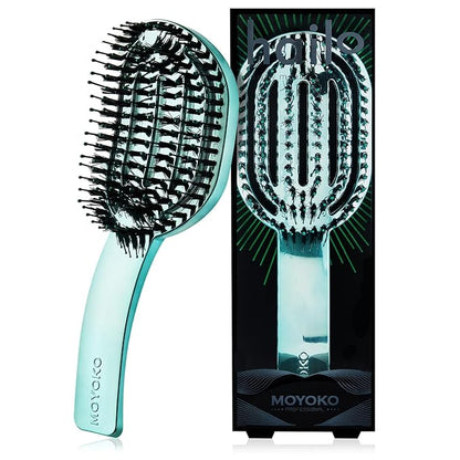 MOYOKO Hair Brush, Detangling & Vented, Blue Chrome, All Hair Types, Unisex Adult, Women, Men, Girls, Boys