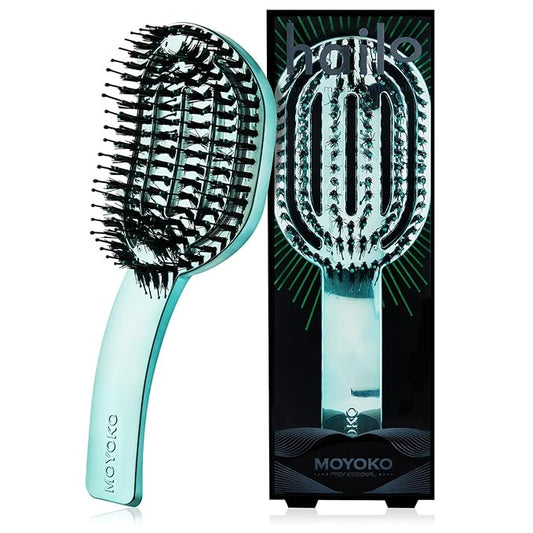 MOYOKO Hair Brush, Detangling & Vented, Blue Chrome, All Hair Types, Unisex Adult, Women, Men, Girls, Boys
