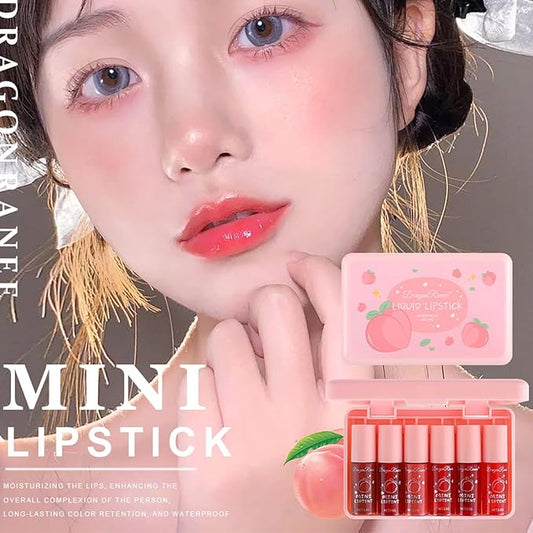 6 Colors Peach Lip Tint Stain Set, Korean Lip