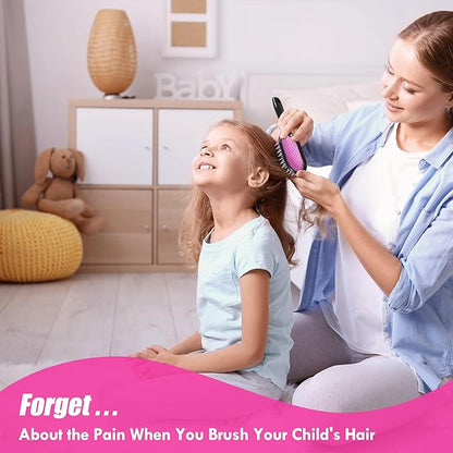 Vented Detangling Hair Brush - 2 Pack Detangler Hairbrush for Effortless Tangle Removal - Ultra-Soft Bristles -For Natural Curly Straight Wet Dry Damaged Hair for Women Men Kids - Black & Pink