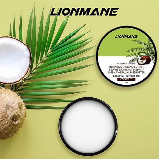 Tanning Lotion, Accelerator Tanning Cream Self Tanner Gel for Outdoor & Indoor Skin Tanning SunBeds, Intensive Powerful Tan-boosting Butter, Achieve Brown Natural Tan Skin,200g (Coconut)