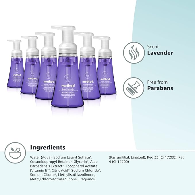 Method Foaming Hand Soap, French Lavender, Biodegradable Formula, 10 Fl Oz (Pack of 6)