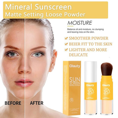Mineral Sunscreen Setting Powder, SPF 35, Translucent Brush