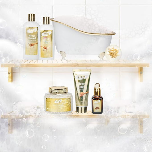 Father's Day Gifts for Dad Men - 7-Piece Honey Almond Spa Gift Set for Women, Bath & Body Gift Set, Bath Gift Set with Bath Bomb | Christmas, Birthday Gifts for Her, All Occasion Holiday Present