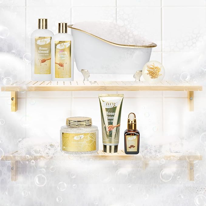 Father's Day Gifts for Dad Men - 7-Piece Honey Almond Spa Gift Set for Women, Bath & Body Gift Set, Bath Gift Set with Bath Bomb | Christmas, Birthday Gifts for Her, All Occasion Holiday Present