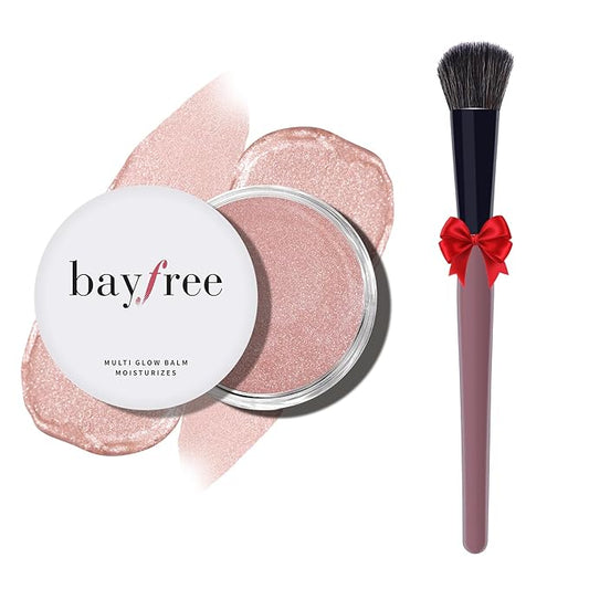 Multi Cream Blush & Blush Brush Set, Korean Makeup Blush for Cheeks, Multi-Use Face Balm, Lightweight & Hydrating, Blendable Color, Non-Greasy, Soft Bristles for Radiant Finish (Dewy)
