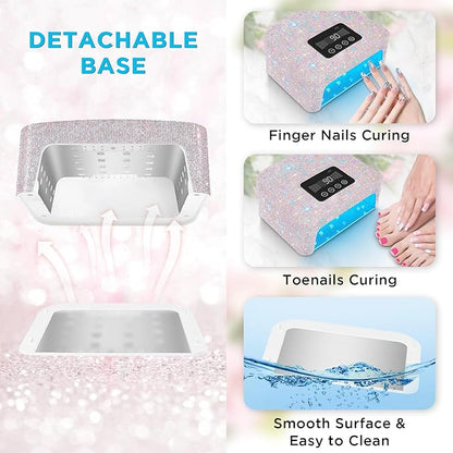Cordless uv nail lamp, rechargeable