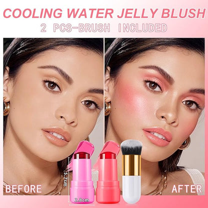 2PCS Cooling Water Jelly Lip Tint/Blush, Jelly Blush Cooling