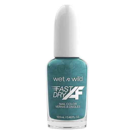 wet n wild Fast Dry AF Nail Polish Color, Glitter Blue Mermaids Do Exist | Quick Drying - 40 Seconds | Long Lasting - 5 Days, Shine (Pack of 2)