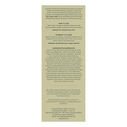 Caldera + Lab The Clean Slate | Men's Organic Foaming Facial Cleanser for Dry, Sensitive, & Normal Skin – Vegan, Natural & Antioxidant Packed Exfoliating Face Wash