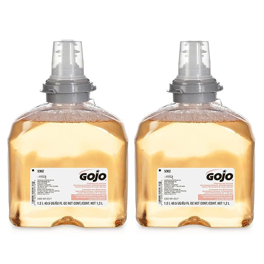 GOJO TFX Premium Foam Antibacterial Handwash, Fresh Fruit Scent, 1200 mL Foam Hand Soap Refills TFX Touch-Free Dispenser (Pack of 2) - 5362-02