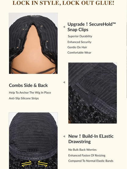 Beauty Forever V Part Wig Human Hair Kinky Straight EasiContour Vpart Wigs Upgrade U Part Wigs Glueless Full Head Clip In V Shape Wigs No Leave Out None Lace Front Wig 150% Density 22inch