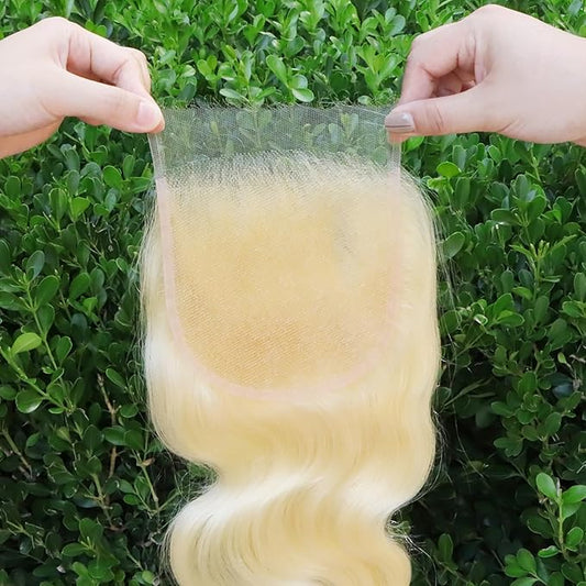 IDN BEAUTY SKINLIKE REAL HD 5X5 Lace Closure Human Hair Scalp-Simulating 0.1mm Ultra Thin HD Closure Pre Bleached Single Knots Pre Plucked Clean Natural Hairlin #613 Blonde BW 20 Inch