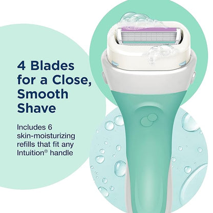 INTUITION Schick Refill, Razors for Women Sensitive Skin | Intuition Razor Blades Refill with Organic Aloe, Razor Refills , 6 Count (Pack of 1)