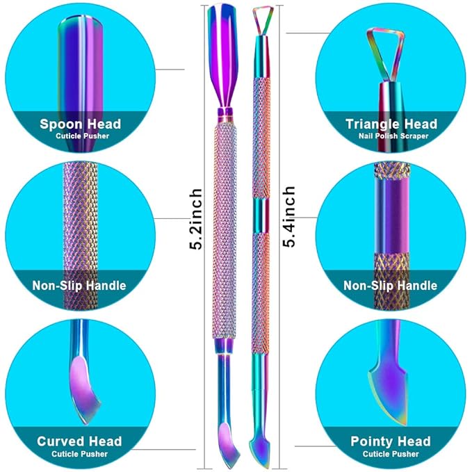 2PCS Metal Chameleon Cuticle Pusher