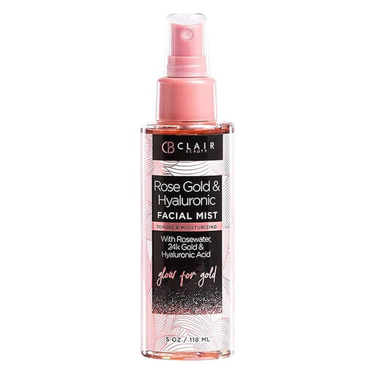 Rose Gold & Hyaluronic Acid Face Mist - Dermatologist Tested, Moisturizes, Calms Redness & Tones Skin, Balancing Facial Spray, Cruelty-Free, Vegan, 95% Natural, Non - GMO, All Skin Types