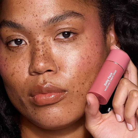 MCoBeauty Baby Face Multi-Use Cream Stick, Kitty Coral Pearl Shade, Silky Smooth, Buildable Blush for Eyes, Lips & Cheeks, Vegan, Cruelty Free Cosmetics