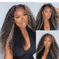 Beauty Forever 7X5 Bye Bye Knots Pre Cut Lace Balayage Black Blonde Highlights Jerry Curly Put on Go Glueless Lace Front Wig,Invisible Knots Human Hair Wigs Pre Plucked Hairline 150% Density 16 Inch