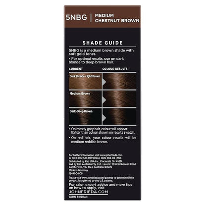John Frieda Precision Foam Colour, Medium Chestnut Brown 5NBG, Full-coverage Hair Color Kit, Anti-Fade Gray Coverage, Deep Color Saturation Hair Dye, 1 Application
