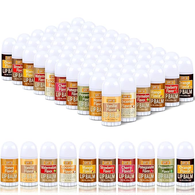 60 Pcs Mini Sunscreen Lip Balms Bulk Spf 30 Lip Balms Sticks with Sunscreen Teacher Nurse Volunteer Employee Appreciation Gifts Bulk Staff Team End of Year Coworkers Gifts for Women Men